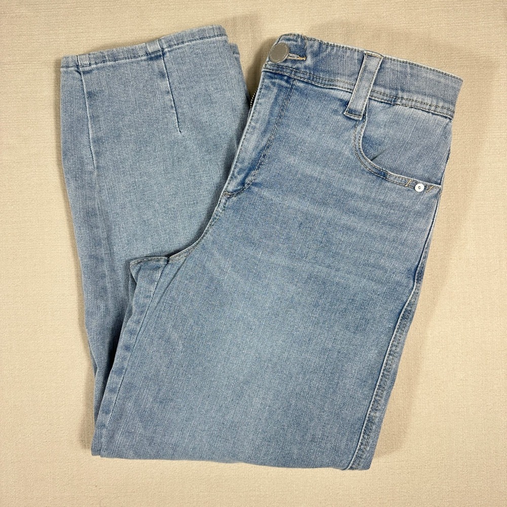 Democracy Straight Leg Jeans Womens 10 Light Blue Excellent Front Slit Hem